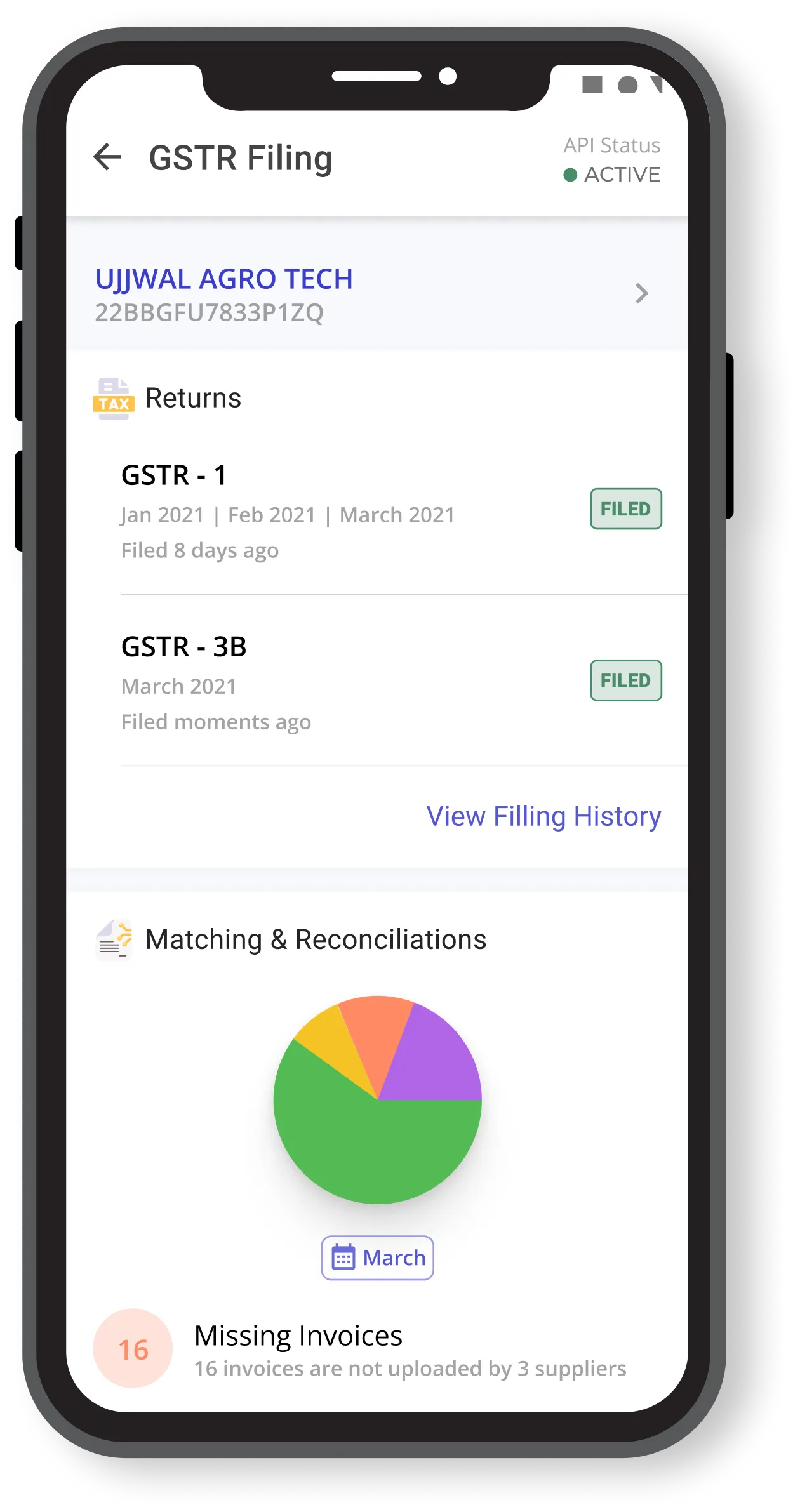 GSTR-1 and GSTR-3B filed in the GimBooks app