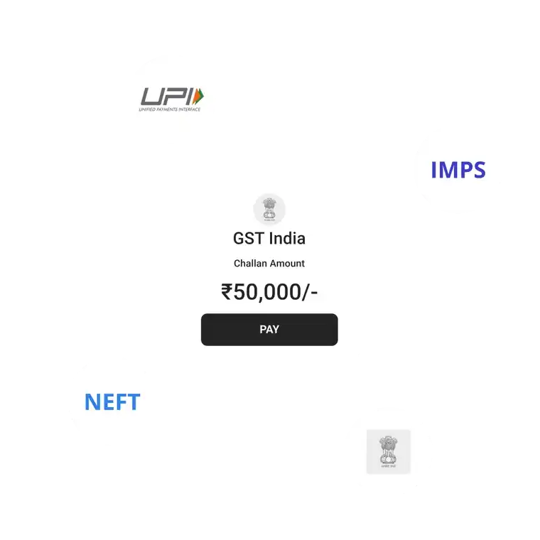 Paying a GST challan via UPI and E-Payment in the GimBooks app